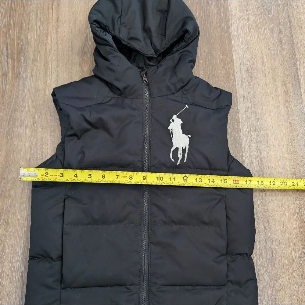 Polo Ralph Lauren Black Down Hooded Puffer Vest Big Kids Size Small